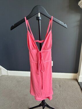 Gray Bandit Coral Pink Cutout Tie-Front Mini Dress S